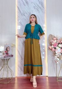 Gamis Longdres Kekinian Lengan Pendek Twill Terbaru Terlaris