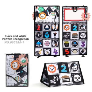 Black and White Visual Stimulation Durable Baby Bedside Cloth Book Teether
