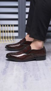 Size 39-48 Mens Business Casual Shoes British Style Oxfords Glossy Pointed Formal Leather Shoes