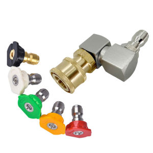 360° Swivel High Pressure Washer Adapter - 1/4" Brass Quick Connect With 5 Nozzles for Multi-Angle Cleaning