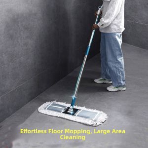 Large Size Flat Mop Commercially Used Hotel Absorbent Home Cleaning Tool Stainless Steel Pole Cotton String Dust Pusher