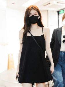 Váy Ngắn Ôm Sát Cổ Chữ T Phong Cách Pháp Đa Năng Mùa Hè 2024 Váy Midi Chữ a Không Tay Cổ Chữ a Váy Midi Chữ a