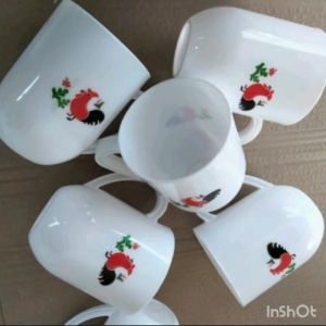 PROMO 12 pcs / 1 lusin gelas plastik buat jualan es teh ukuran besar warna putih gambar jago