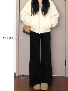 Quần Jeans Denim Ống Loe Lưng Cao Cho Nữ Quần Dài Thường Ngày Mùa Đông Có Lót Lông Cừu Quần Ống Loe Co Giãn Thẳng