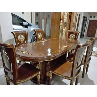 Meja Makan Salina / Meja Makan Kayu Jati / Meja Makan Murah / Meja Makan Kursi 6 / Meja Makan Jati / Meja Makan Ukir / Set Meja Makan
