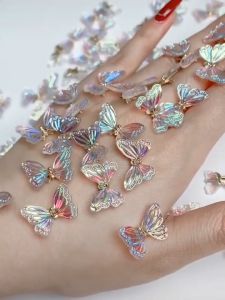 3D Nail Art Decorations Shiny Aurora Moving Butterfly Jewelry Manicure Accessories 网红新款美甲饰品极光会动灵动蝴蝶幻彩树脂美甲蝴蝶弹簧美甲用品配饰