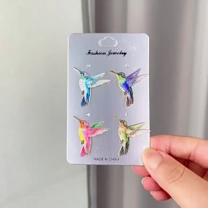 Velishy | 4 Pcs Colorful Hummingbird Enamel Metal Pins Clothes & Backpack Jewelry Accessories Gifts for Friends
