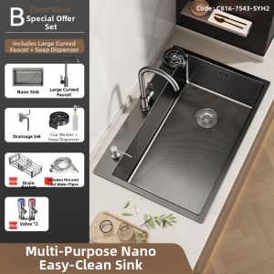 SHENYUAN | Double to Single Bowl Kitchen Sink Stainless Steel Integrated