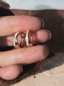 earrings pawnable 21k pure saudi gold white round cross earrings Korean version niche simple temperament earrings womens new trendy