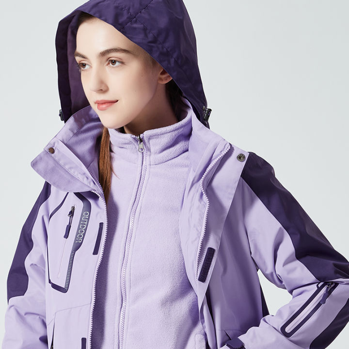 Outdoor Jacket Coat Women's Outdoor ThreeinOne Detachable Fleece