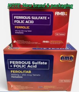 FERROLIC / FEROLITAB Ferrous Sulfate + Folic Acid 100 Tablets