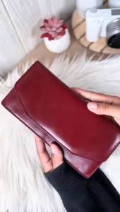 VALQO LENKA Dompet Kulit Sapi kartu Dompet Wanita Panjang Lipat Perempuan