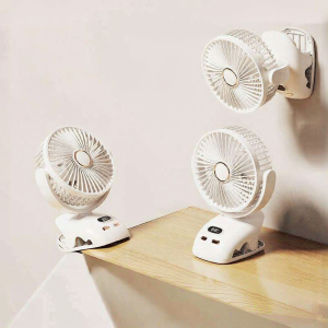Clip-on Light Digital Display Portable Fan