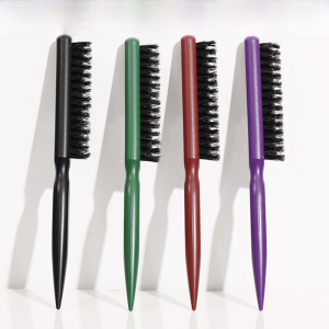 Hair Styling Brush Three Row Boar Bristle Comb Hairdressing Brush for Hairdressing Updo Makeup Sharp Tail Curling Brush