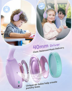 Acer | Acer Kids Bluetooth 6.0 Headphones 85/94dB Volume Limited Lightweight Over-Ear Wireless Toddler Headphones with Built-in Mic