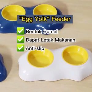 POODEE PETS Malaysia Eco PP Japanese Double EGG Design Candy Pet Food Bowl Dog Bowl Pet Bowl Cat Bowl Anti-skid Rice Bowl Single Bowl