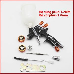 Bộ Súng Phun Sơn Khí Nén 1.2MM Với Đầu Phun 1.0MM Bình Chứa 400CC/250CC Cốc Pha Sơn Và Bộ Chuyển Đổi - Súng Phun Khí Nén Mini HVLP Dùng Cho Sản Xuất Thương Mại