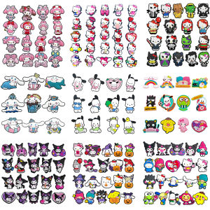 Mesuca | 9-25Pcs Sanrio Series Shoe Charms Cartoon Clog Sandal Accessories DIY Shoe Decoration Wristband Women Girl Party X-mas Gifts