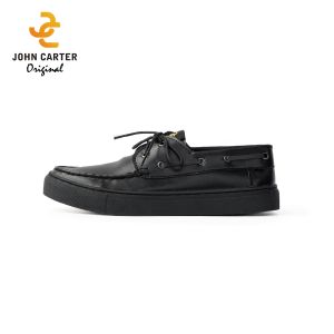 John Carter Alto Sepatu Sneakers Kerja Casual Hitam Pria Kulit Sintetis
