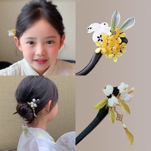 New Chinese Style Hairpin Girls Hanfu Hair Accessories Back of Head Bun Hairpin Childrens Ancient Style Horse Face Skirt
