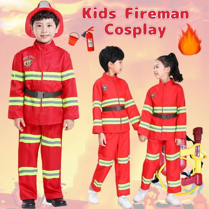 Fireman Costume for Kids Cosplay Children Clothing Boy/Girl Party Dress ...