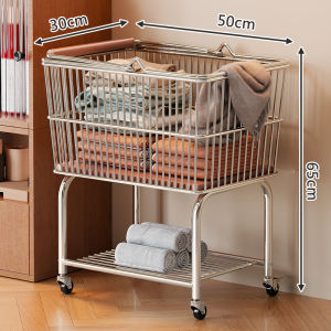 MENGBINFEN | Vintage Bathroom Floor-standing Rolling Dirty Clothes Hamper