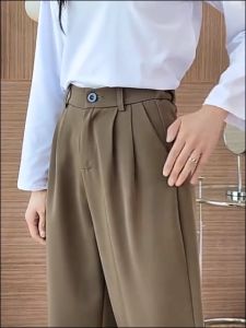 ASZUNE High Waist Trousers for Women Slim Straight Elastic Waist Suit Pants in Black Sizes S-3XL