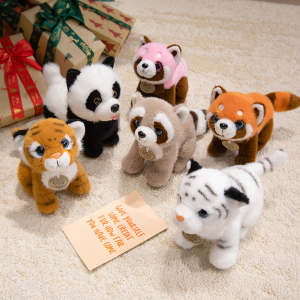 Cute High Quality Standing Animals Red Panda Raccoon Soft Plush Dolls Stuffed Realistic Tiger Plushie Birthday Christmas Gift