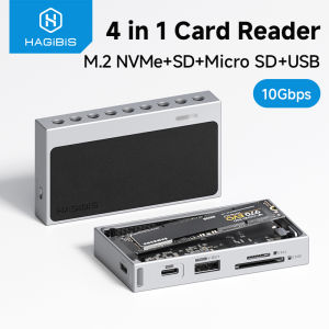 Hagibis | Hagibis M.2 NVMe SSD Enclosure USB C to M.2 SSD Case SD/Micro SD 4.0 High-Speed Memory Card Reader 10Gbps TF for Camera Laptops
