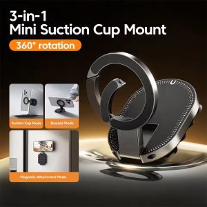 Universal Foldable Magnetic Phone Holder / 3-in-1 Detachable Suction Cup Phone Stand / 360° Rotation Desktop Mobile Holder / for All Smartphones