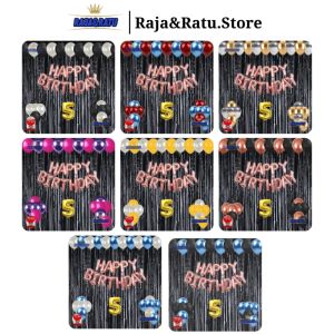 Paket Dekorasi Pesta Balon Happy Birthday Rosegold Set Dekor Ulang Tahun Tirai Hitam Simple
