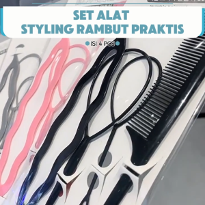 Alobeauty - Alat Styling Rambut Set Isi 4 Pcs Hair Loop Penggulung Rambut Sisir Penata Rambut Elastis dan Mudah Digunakan Bisa untuk Anak & Dewasa
