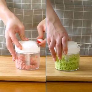 Mini Food Chopper Blender Tarik Tangan Manual Pemotong Giling Cincang Bawang Sayuran Pisau Tajam