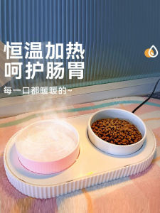 Heated Ceramic Cat Bowl Large Size Anti-Fall Antifouling High Aesthetic Value Constant Temperature Pet Feeding Bowl Anti-Ant