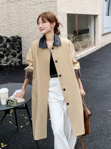 Khaki Fashion Splicing Long Coat Womens Style 2025 Autumn New Arrival Ultra Popular Korean Version Casual Windbreaker