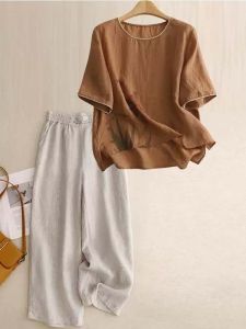 Bộ Quần Áo Sơ Mi Dành Cho Mẹ Cỡ Lớn Kiểu Dáng Retro