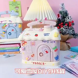 Hộp ống heo đựng tiền tiết kiệm có khóa dễ thương kèm sticker cho bé két sắt mini giáo dục tài chính