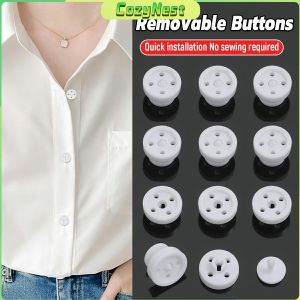 C.N Removable Shirt Buttons Plastic Button DIY Quick Installation Buttons Black and White 8Pcs/Set