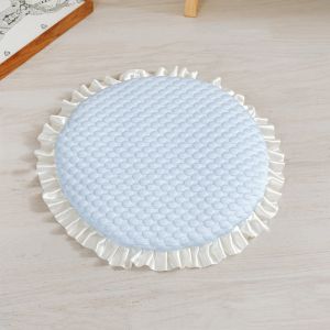 Round Ruffled Ice Silk Cooling Pet Mat Summer Breathable Cat Sleeping Pad Non-Slip Washable Cushion Cute Frill Edge Pet Bed Mat
