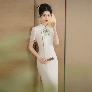 New Chinese Style Fashionable Commuter National Wind Dress Young Version High Quality White Women Summer Short Sleeve Cheongsam