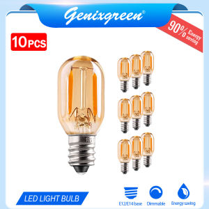 10 Packs E12/E14 Mini LED Edison Bulb Vintage 1W T22 LED Filament Light Bulb 220V Amber Glass Tube Night Bulb Warm White 90% Energy Saving Lamp Bulb