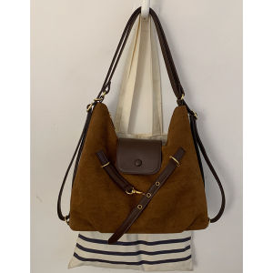 Retro Suede Leather Tote Bag Womens 2025 New Trend Double Shoulder Backpack Large Capacity Single Shoulder Commuting Bag