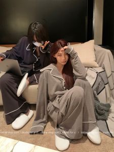 Bộ Đồ Ngủ Dài Tay Rộng Rãi Bằng Vải Nhung Dày Dervo Mùa Thu Đông Cho Nữ Bộ Đồ Mặc Nhà Thoải Mái Mềm Mại Dễ Mặc