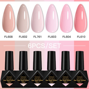 6pc 10ml Nail Gel Polish Set Nude Pink Glossy Nail Art Manicure Design Long Lasting UV/LED HEMA Free Varnish for Nail Decoration