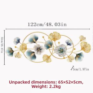 Chinese Style Ginkgo Leaf 3D Wall Decor Metal Luxury