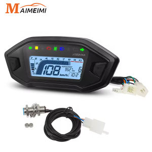 MotorcycleDigital Speedometer Tachometer Instrument Dashboard Panel Motorcycle LCD Display 10000RPM for 2-4 Cylinder 7 Colors