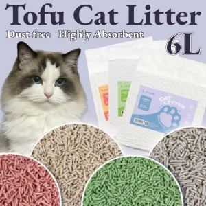 Tofu Cat Litter 6L Deodorizing Fast Clumping Cat Litter Sand Dust-Free Bentonite Food Grade Tofu