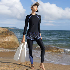 361° | New Conservative Slimming Elegant Long Sleeve Pant Swimsuit Large Size