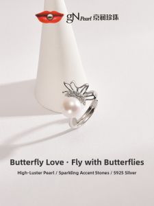 Gift for Girlfriend Freshwater Pearl Silver Ring 9-10mm