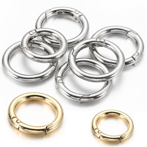5PCS Round Spring Clasp Keychain Ring KC Gold Color Openable Carabiner Hook Buckle Connector for Jewelry Making Bag Accessories